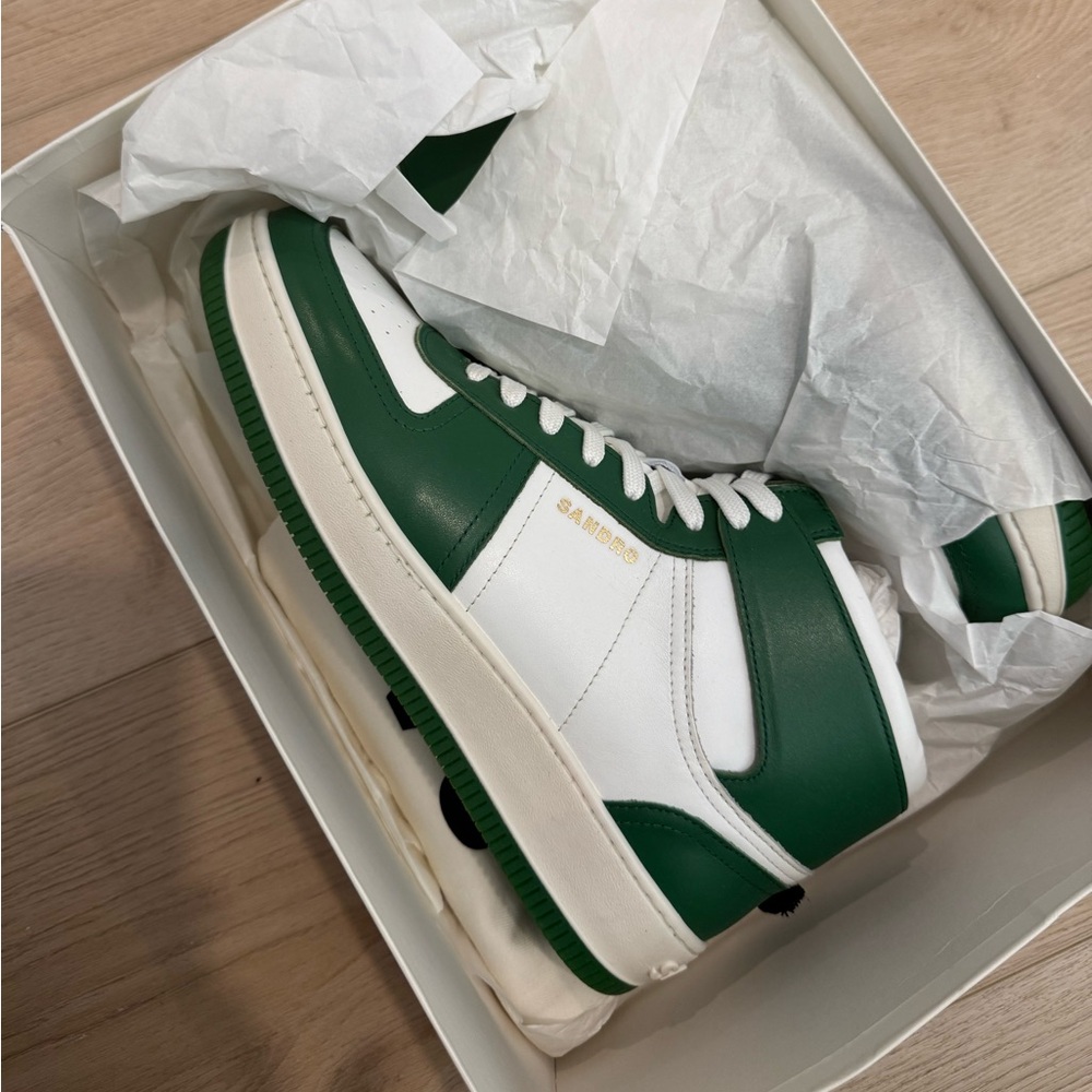 NEW Sandro Magic Green & White High-Top Sneakers Men's 41 - Picture 9 of 10